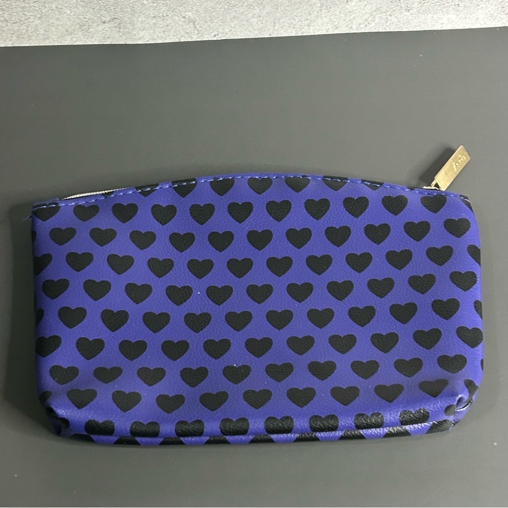 ipsy Purple and Black Heart Cosmetic Bag